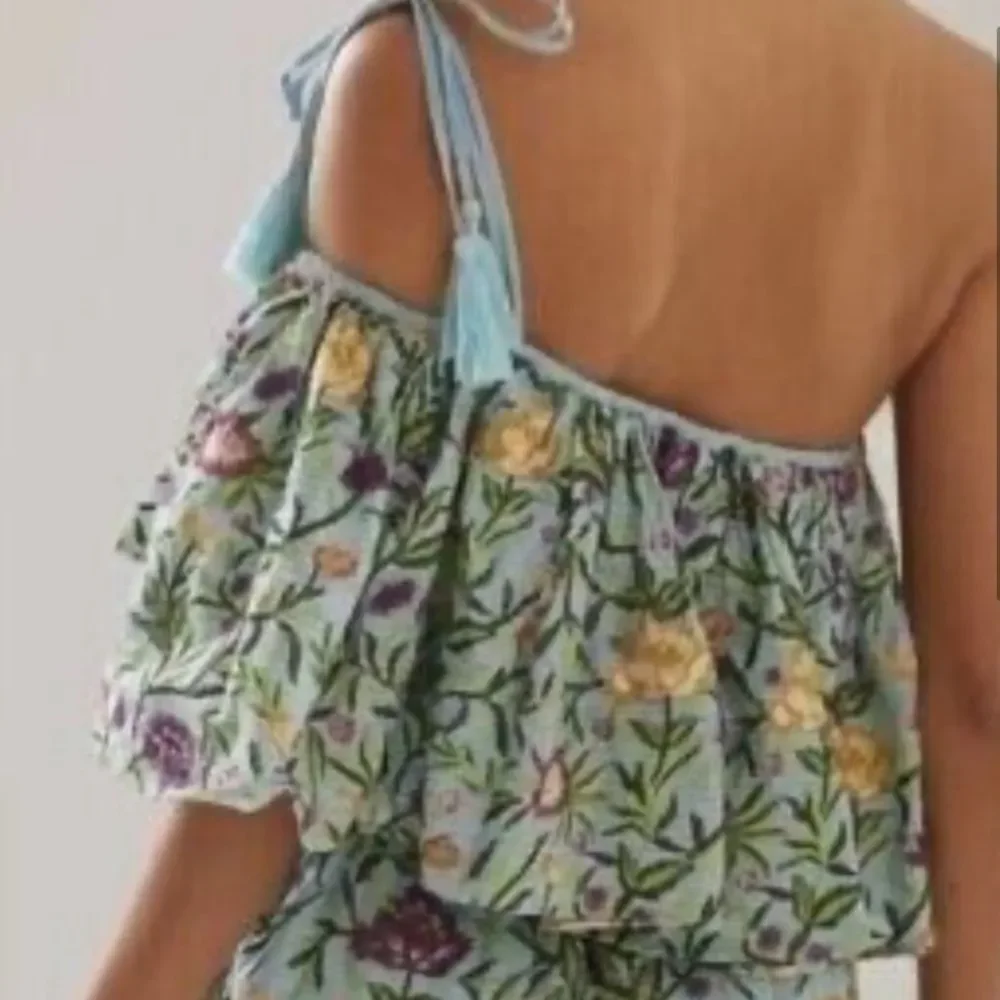 Size Large La Fuori Embroidered Romper Color: BLUE TRYST